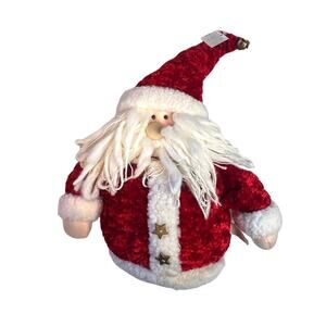 SANTA Weighted Stuffed Decor Christmas Holiday Door Stop Cute Red White
